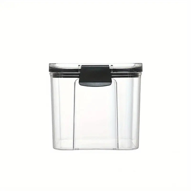 Set of Square Sealed Food Storage Containers, Durable Transparent Plastic, Kitchen Pantry Organizer for Grains, Dried Fruits, Snacks,